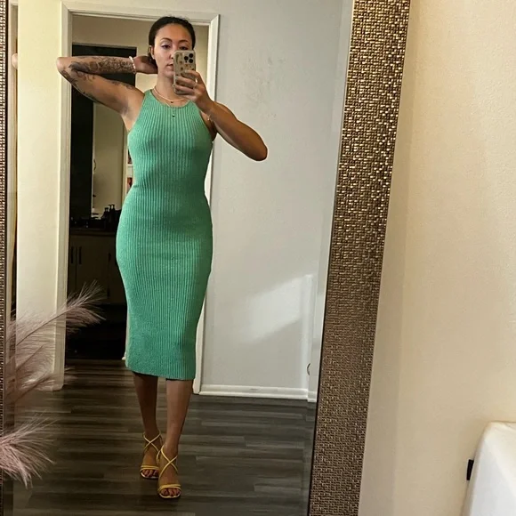 quin | Dresses | Quin Green Ribbed Bodycon Dress | Poshmark